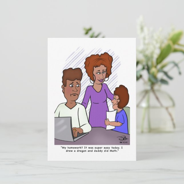 Dad's Doing Son's Homework Flat Card (Standing Front)