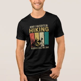 Dad's Favorite Hiking Buddies Retro Sunset Tri-Blend Shirt