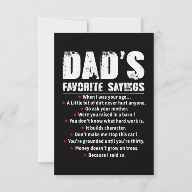 Dad's favourite sayings card (Front)
