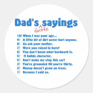 Dads favourite sayings sticker