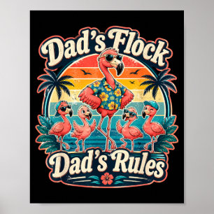 Dads Flock Flamingo Fathers Day Humour Poster