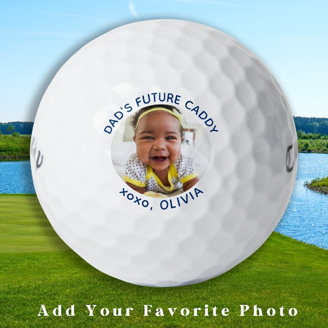 Dad's Future Caddy Personalise Photo Modern Golfer Golf Balls (Creator Uploaded)