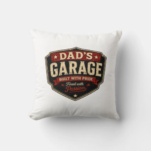 Dad's Garage Built With Pride Mechanic T-Shirt Cushion