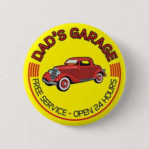 Dad's Garage for father who has car workshop 6 Cm Round Badge
