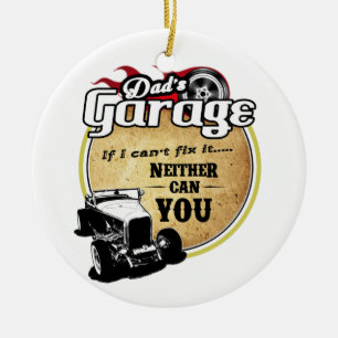 Dad's Garage Hot Rod Ceramic Tree Decoration