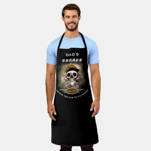 Dad's Garage Never Too Old Skull Wrenches Black Apron