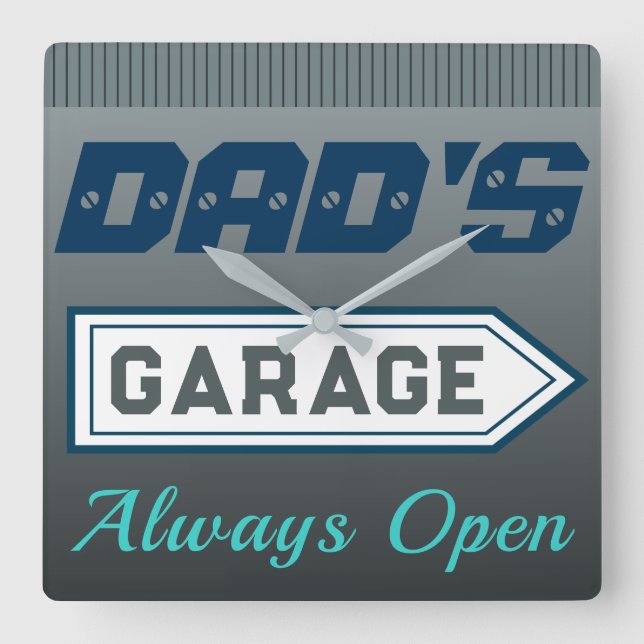 Dad's Garage Sign Gift Square Wall Clock (Front)