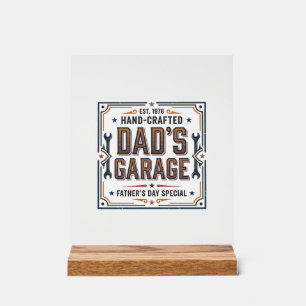 Dads Garage Vintage Fathers Day Acrylic Sign