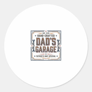 Dads Garage Vintage Fathers Day Classic Round Sticker