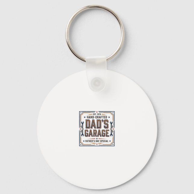 Dads Garage Vintage Fathers Day Key Ring (Front)