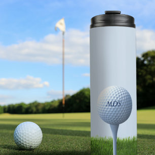Dad's Golf Ball Tee Off Monogram Thermal Tumbler