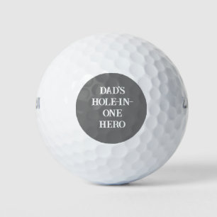 Dad's Hole-in-One Hero Initials Grey&white Golf Balls
