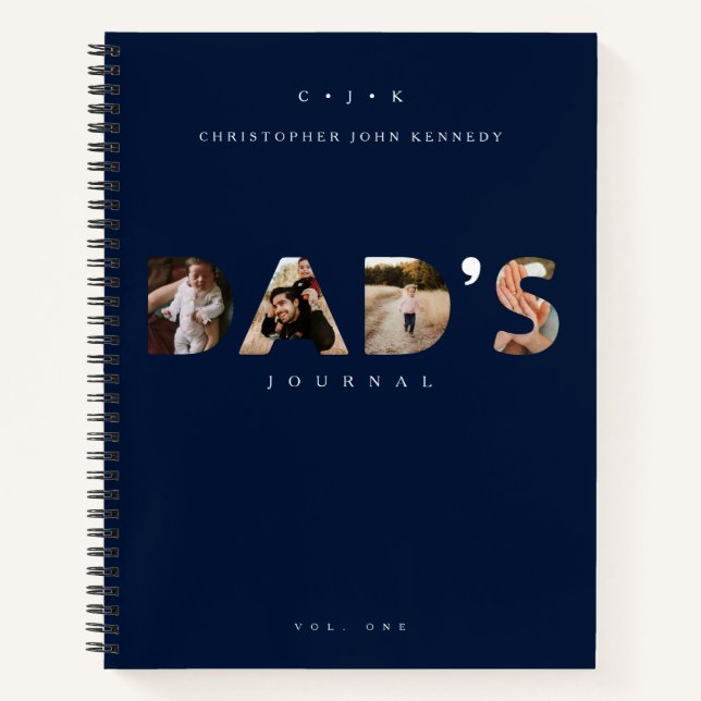 DAD'S Journal Personalized Monogram & Photos Navy (Front)