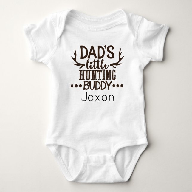 Dad's Little Hunting Buddy Personalised Baby Bodysuit (Front)