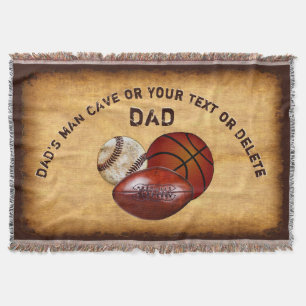 Dad's Man Cave Decor, Personalised Throw Blanket