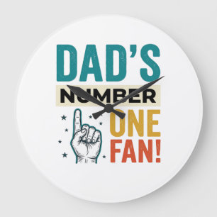 Dad's Number One Fan Vintage Family Design_1 Large Clock