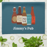 Dad's Pub Personalised Kitchen Towel<br><div class="desc">Give dad a gift to treasure with this one-of-a-kind custom kitchen towel for Father's Day or Grandparents' Day. A fun addition to his cooking domain,  this awesome design features a collection of hand-drawn illustrated beers. Finish the design with their name!</div>