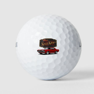 Dad's Red Muscle Car Speed Shop Golf Balls