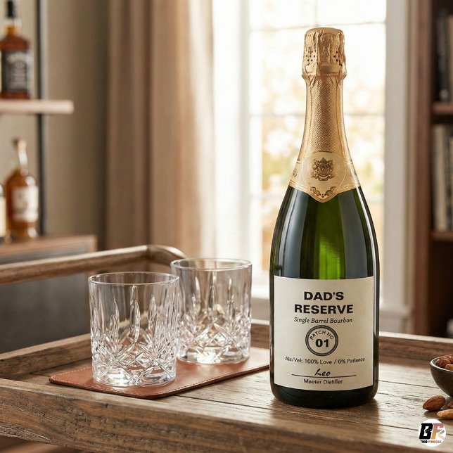 Dad's Reserve | Modern Bourbon Parody Funny Sparkling Wine Label (Creator Uploaded)