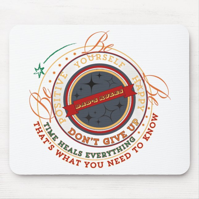Dad's Rules Circular Badge Mouse Pad (Front)