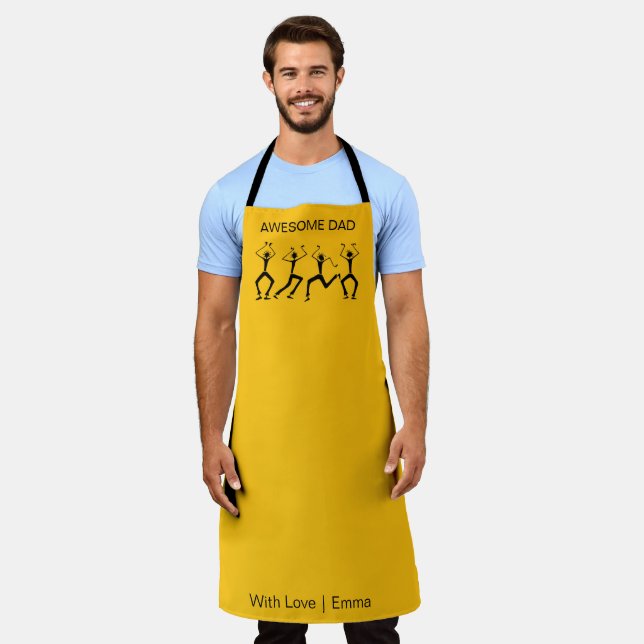 Dad's Silhouette Happiness Party Dancers  Apron (Worn)