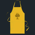 Dad's Truth, Freedom, Forever Long Apron<br><div class="desc">Yellow Apron with Truth,  Freedom,  Forever in black highlighted with gold with old fashion keys in the shape of T, F, F. The truth is we are free forever if we know Christ. Nice gift for Dad to BBQ or cook in the kitchen. Personalise it with his name.</div>