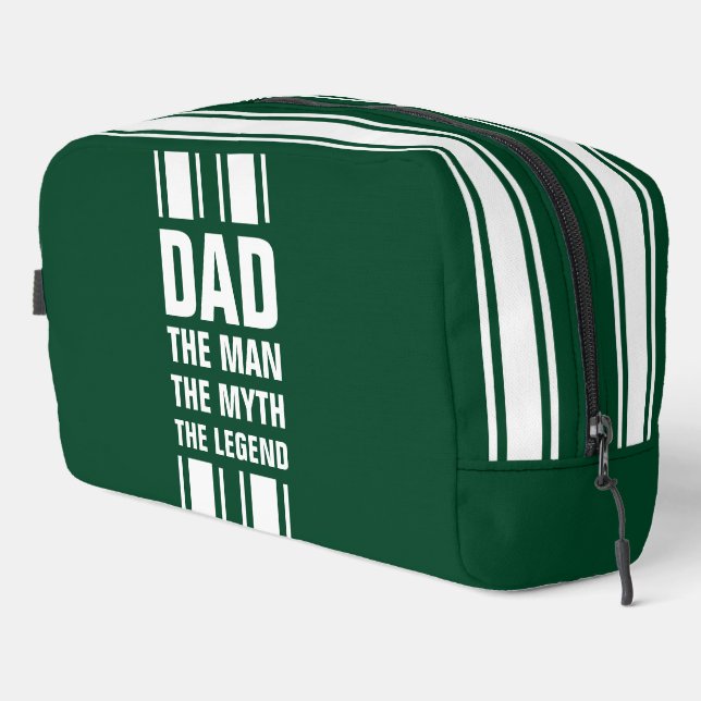 Dad's White Racing Stripe Dark Green Overnight Bag (Right Corner)