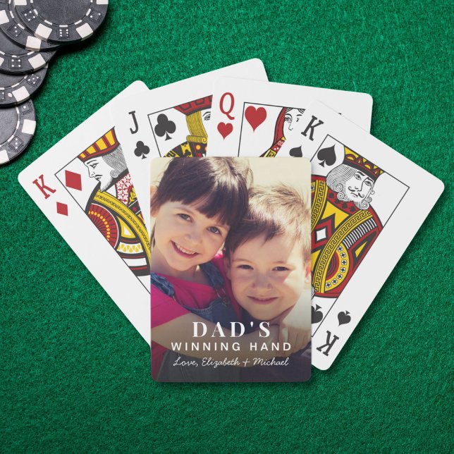 Dad's Winning Hand Photo Playing Cards (Dad's Winning Hand Photo Playing Poker Cards)
