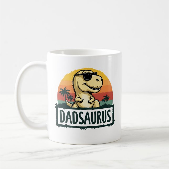 Dadsaurus Dinosaur Papa Dad Saurus Father's Day Coffee Mug (Left)