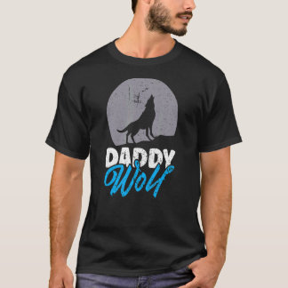 Dady Wolf Howling Full Moon Light Wild Wolves Howl T-Shirt