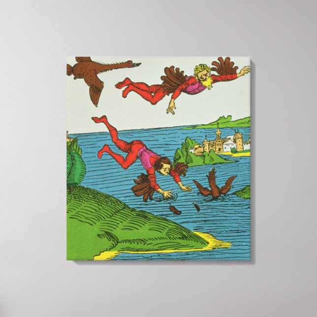 Daedalus and Icarus, 15th century Canvas Print (Front)