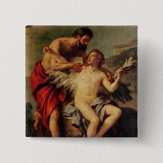 Daedalus Attaching Icarus' Wings, c.1754 15 Cm Square Badge (Front)