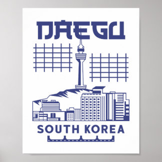 Daegu South Korea Modern Skyline Graphic Design Poster