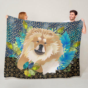 DAEJA VU Chow Fleece blanket blue/gold) 3 sizes