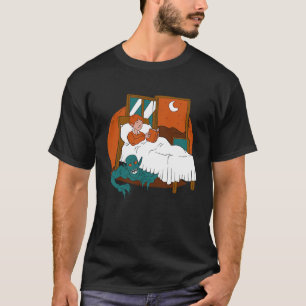 Daemon Hiding under a kids bed  Cool Retro Story T-Shirt