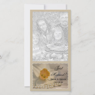 Daffodil and Pearls Just Married Photo Card