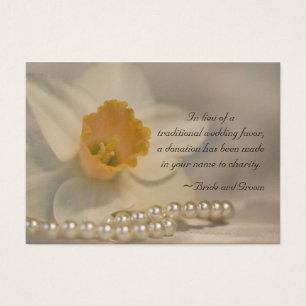 Daffodil and Pearls Wedding Charity Favour Card