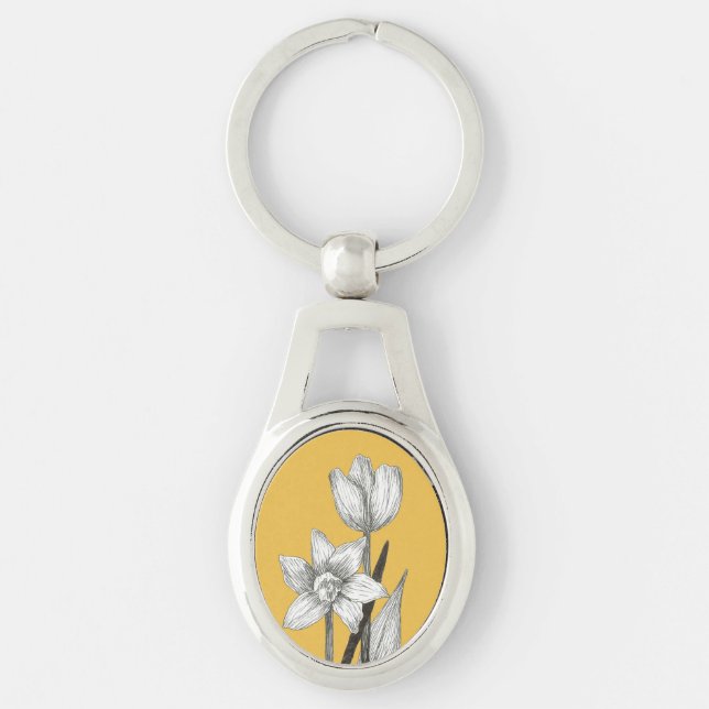 Daffodil and tulip key chain (Front)