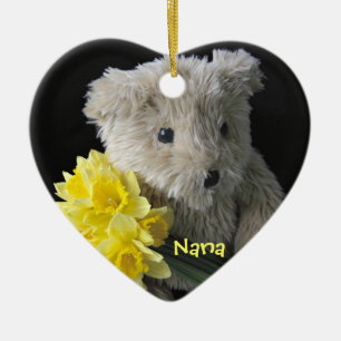 daffodil bear heart ornament