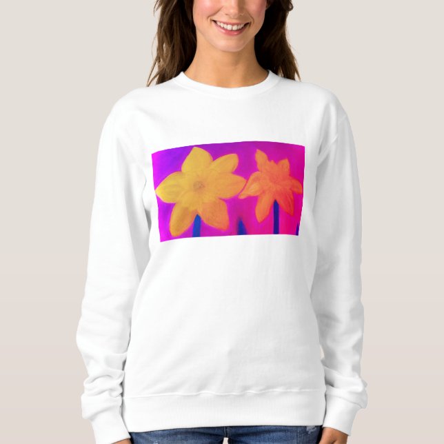 Daffodil Bloom Sweatshirt - Chalk Pastel Handmade (Front)