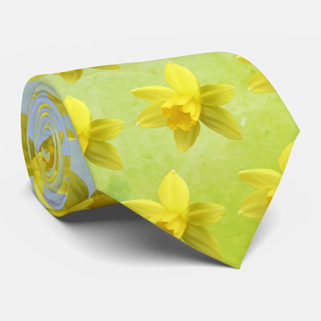 Daffodil Blooms Pattern Tie (Rolled)