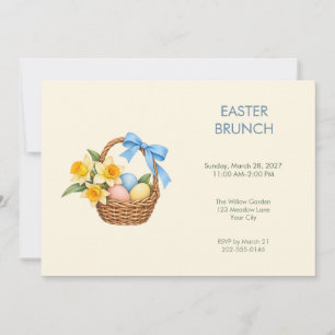 Daffodil Blue Bow Easter Brunch Invitation
