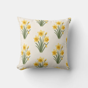 Daffodil Botanical, March Birth Flower Cushion