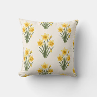 Daffodil Botanical, March Birth Flower Cushion