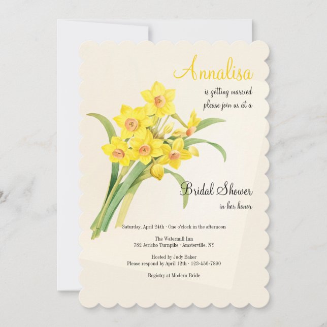 Daffodil Bouquet Bridal Shower Invitation (Front)