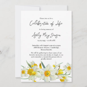 Daffodil Celebration of Life Photo Funeral Invitation