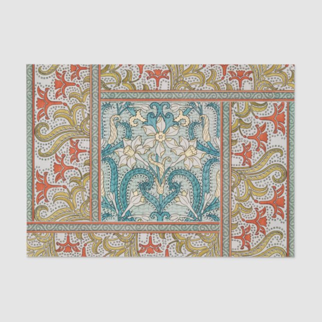 Daffodil chintz art nouveau flower wallpaper tissue paper (Front)
