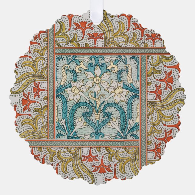 Daffodil chintz art nouveau flower wallpaper tree decoration card (Front)