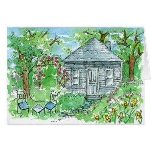 Daffodil Cottage Watercolor House Welcome Home