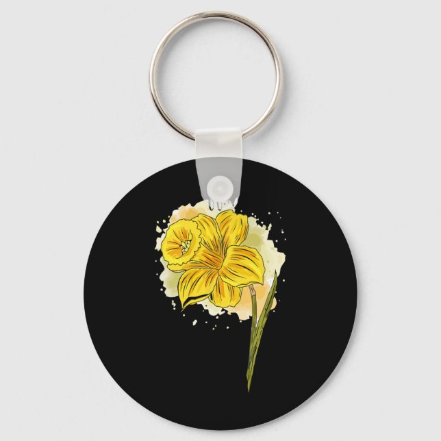 Daffodil Daffodils Flowers Floral Spring Easter Da Key Ring (Front)